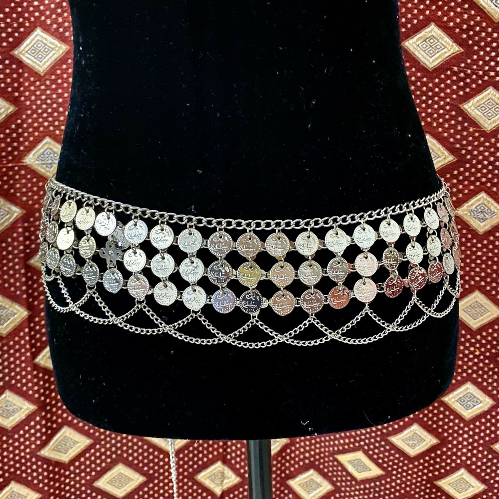Silver Gypsy boho Metal Coin Coin Belt Adjustable